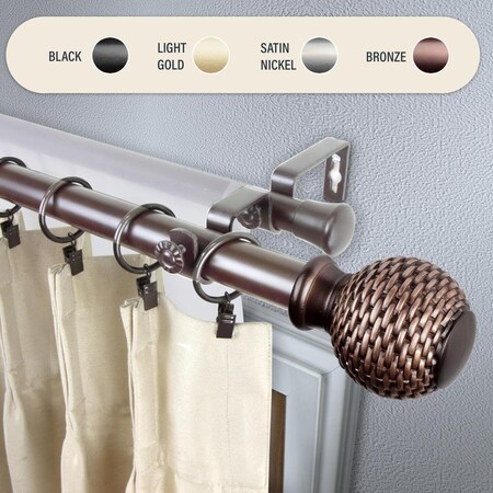 Kd 1 in. Wicker Double Curtain Rod with 28 to 48 in. Extension, Bronze KD3738907